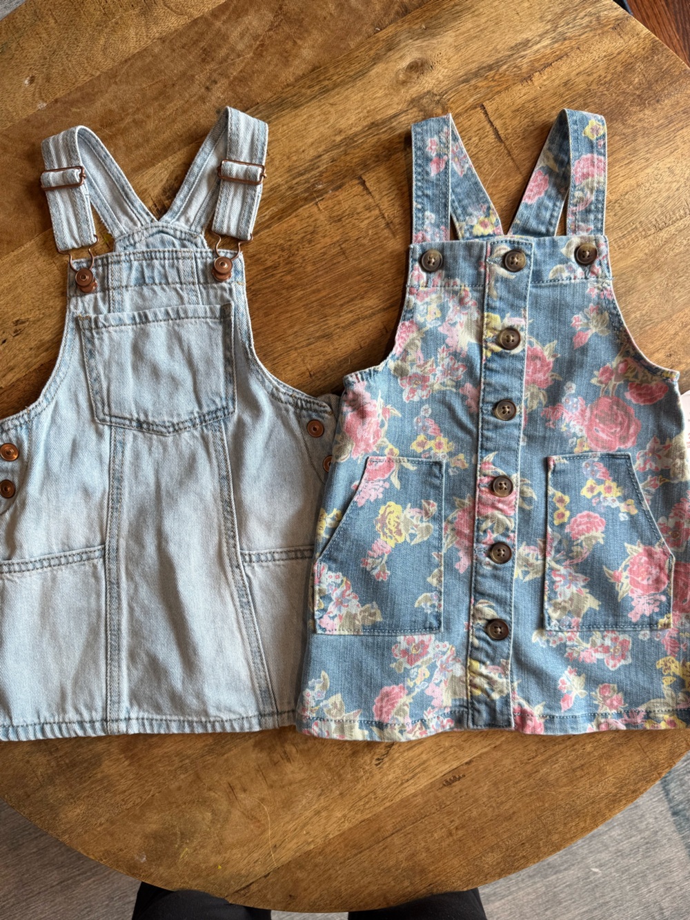 wonder nation Pink Floral and Light Blue Denim Kids Overalls Set